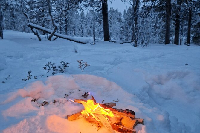 Snowshoe in a Winter Forest - The warm drink break is more than a small extra