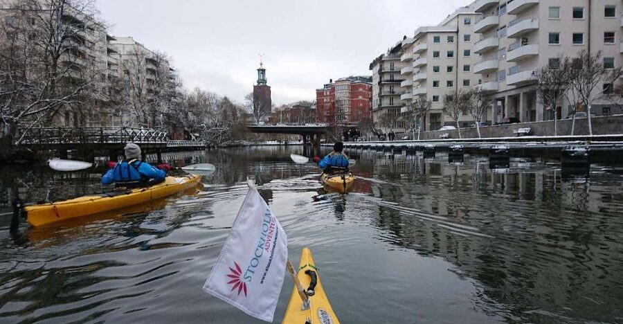 Stockholm: Winter City Kayaking Tour - Getting ready in a dry suit